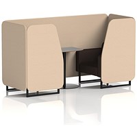 Brixworth 2 Seater Booth with Table, Black Legs, Grey/Black Table, Synergy Fabric, Affix Panels And Wed Sofa