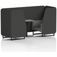 Brixworth 2 Seater Booth with Table, Black Legs, Grey/Black Table, Synergy Fabric, Mix Panels And Partner Sofa