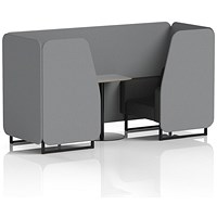 Brixworth 2 Seater Booth with Table, Black Legs, Grey/Black Table, Synergy Fabric, Partner Panels And Mix Sofa