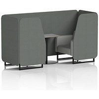 Brixworth 2 Seater Booth with Table, Black Legs, Grey/Black Table, Sumi Fabric, Kobe Panels And Tokyo Sofa