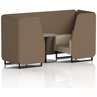 Brixworth 2 Seater Booth with Table, Black Legs, Grey/Black Table, Sumi Fabric, Osaka Panels And Zen Sofa