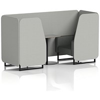 Brixworth 2 Seater Booth with Table, Black Legs, Grey/Black Table, Sumi Fabric, Tokyo Panels And Kobe Sofa