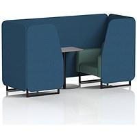Brixworth 2 Seater Booth with Table, Black Legs, Grey/Black Table, Sumi Fabric, Uto Panels And Handa Sofa