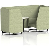 Brixworth 2 Seater Booth with Table, Black Legs, White/Black Table, Rivet Fabric, Burnish Panels And Sofa Brixworth 2 Seater Booth with Table, Black Legs, White/Black Table, Rivet Fabric, Burnish Panels And Sofa