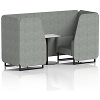 Brixworth 2 Seater Booth with Table, Black Legs, White/Black Table, Rivet Fabric, Prime Panels And Sofa
