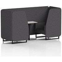 Brixworth 2 Seater Booth with Table, Black Legs, White/Black Table, X2 Fabric, Arithmetic Panels And Sofa