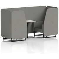 Brixworth 2 Seater Booth with Table, Black Legs, White/Black Table, X2 Fabric, Number Panels And Sofa