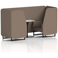 Brixworth 2 Seater Booth with Table, Black Legs, White/Black Table, X2 Fabric, Theory Panels And Sofa