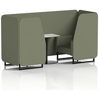 Brixworth 2 Seater Booth with Table, Black Legs, White/Black Table, Main Line Flax Fabric, Monument Panels And Sofa