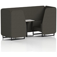 Brixworth 2 Seater Booth with Table, Black Legs, White/Black Table, Main Line Flax Fabric, Temple Panels And Sofa