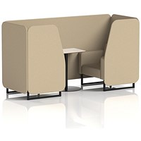 Brixworth 2 Seater Booth with Table, Black Legs, White/Black Table, Main Line Flax Fabric, Upminster Panels And Sofa