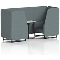 Brixworth 2 Seater Booth with Table, Black Legs, White/Black Table, Main Line Flax Fabric, Westminster Panels And Sofa