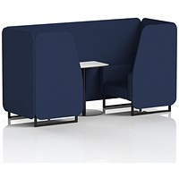 Brixworth 2 Seater Booth with Table, Black Legs, White/Black Table, Synergy Fabric, Alike Panels And Sofa