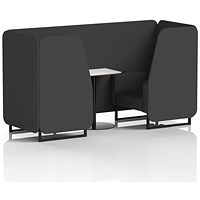 Brixworth 2 Seater Booth with Table, Black Legs, White/Black Table, Synergy Fabric, Mix Panels And Sofa
