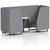 Brixworth 2 Seater Booth with Table, Black Legs, White/Black Table, Synergy Fabric, Partner Panels And Sofa