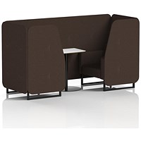 Brixworth 2 Seater Booth with Table, Black Legs, White/Black Table, Synergy Fabric, Wed Panels And Sofa
