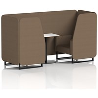 Brixworth 2 Seater Booth with Table, Black Legs, White/Black Table, Sumi Fabric, Osaka Panels And Sofa