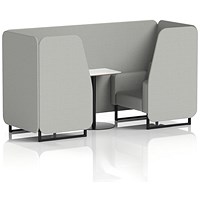 Brixworth 2 Seater Booth with Table, Black Legs, White/Black Table, Sumi Fabric, Tokyo Panels And Sofa