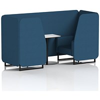 Brixworth 2 Seater Booth with Table, Black Legs, White/Black Table, Sumi Fabric, Uto Panels And Sofa
