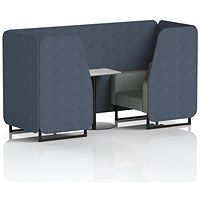 Brixworth 2 Seater Booth with Table, Black Legs, White/Black Table, Rivet Fabric, Crucible Panels And Prime Sofa