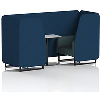 Brixworth 2 Seater Booth with Table, Black Legs, White/Black Table, X2 Fabric, Calculus Panels And Polygon Sofa