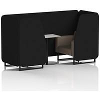 Brixworth 2 Seater Booth with Table, Black Legs, White/Black Table, X2 Fabric, Diameter Panels And Theory Sofa