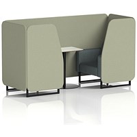 Brixworth 2 Seater Booth with Table, Black Legs, White/Black Table, Main Line Flax Fabric, Newbury Panels And Westminster Sofa