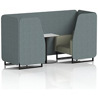 Brixworth 2 Seater Booth with Table, Black Legs, White/Black Table, Main Line Flax Fabric, Westminster Panels And Newbury Sofa