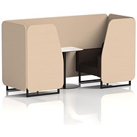Brixworth 2 Seater Booth with Table, Black Legs, White/Black Table, Synergy Fabric, Affix Panels And Wed Sofa