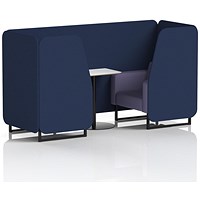 Brixworth 2 Seater Booth with Table, Black Legs, White/Black Table, Synergy Fabric, Alike Panels And Order Sofa