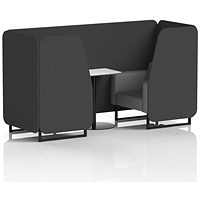 Brixworth 2 Seater Booth with Table, Black Legs, White/Black Table, Synergy Fabric, Mix Panels And Partner Sofa