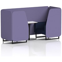 Brixworth 2 Seater Booth with Table, Black Legs, White/Black Table, Synergy Fabric, Order Panels And Alike Sofa