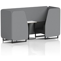 Brixworth 2 Seater Booth with Table, Black Legs, White/Black Table, Synergy Fabric, Partner Panels And Mix Sofa