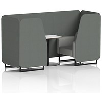 Brixworth 2 Seater Booth with Table, Black Legs, White/Black Table, Sumi Fabric, Kobe Panels And Tokyo Sofa