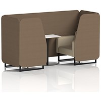 Brixworth 2 Seater Booth with Table, Black Legs, White/Black Table, Sumi Fabric, Osaka Panels And Zen Sofa