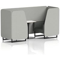 Brixworth 2 Seater Booth with Table, Black Legs, White/Black Table, Sumi Fabric, Tokyo Panels And Kobe Sofa