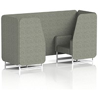 Brixworth 2 Seater Booth, White Legs, Rivet Fabric, Vitreous Panels And Sofa