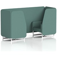 Brixworth 2 Seater Booth, White Legs, Sumi Fabric, Handa Panels And Sofa