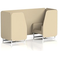 Brixworth 2 Seater Booth, White Legs, Sumi Fabric, Zen Panels And Sofa