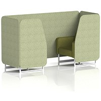 Brixworth 2 Seater Booth, White Legs, Rivet Fabric, Burnish Panels And Olive Sofa