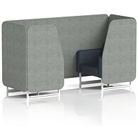 Brixworth 2 Seater Booth, White Legs, Rivet Fabric, Prime Panels And Crucible Sofa