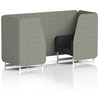 Brixworth 2 Seater Booth, White Legs, Rivet Fabric, Vitreous Panels And Charcoal Sofa