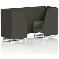 Brixworth 2 Seater Booth, White Legs, Main Line Flax Fabric, Temple Panels And Monument Sofa