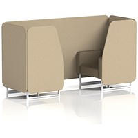 Brixworth 2 Seater Booth, White Legs, Main Line Flax Fabric, Upminster Panels And Bank Sofa