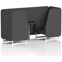 Brixworth 2 Seater Booth with Table, White Legs, Black/Silver Table, X2 Fabric, Arithmetic Panels And Sofa