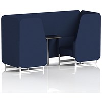 Brixworth 2 Seater Booth with Table, White Legs, Black/Silver Table, Synergy Fabric, Alike Panels And Sofa