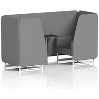 Brixworth 2 Seater Booth with Table, White Legs, Black/Silver Table, Synergy Fabric, Partner Panels And Sofa