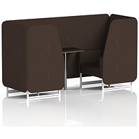 Brixworth 2 Seater Booth with Table, White Legs, Black/Silver Table, Synergy Fabric, Wed Panels And Sofa
