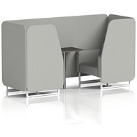 Brixworth 2 Seater Booth with Table, White Legs, Black/Silver Table, Sumi Fabric, Tokyo Panels And Sofa