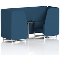 Brixworth 2 Seater Booth with Table, White Legs, Black/Silver Table, Sumi Fabric, Uto Panels And Sofa